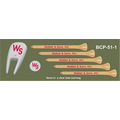 Golf Combo Pack - 5 Tees / Ball Marker / Divot Tool (3 1/4" Tee)